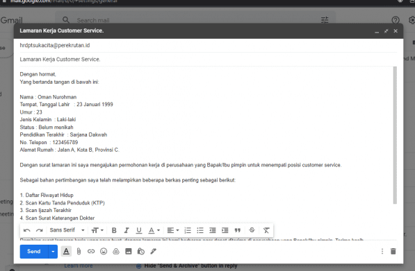 cara bertanya lowongan kerja lewat email