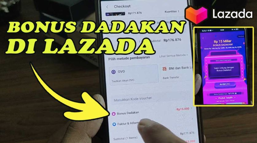 cara menggunakan bonus dadakan di lazada