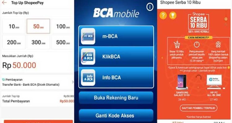 Cara top up Shopeepay lewat M-Banking BCA