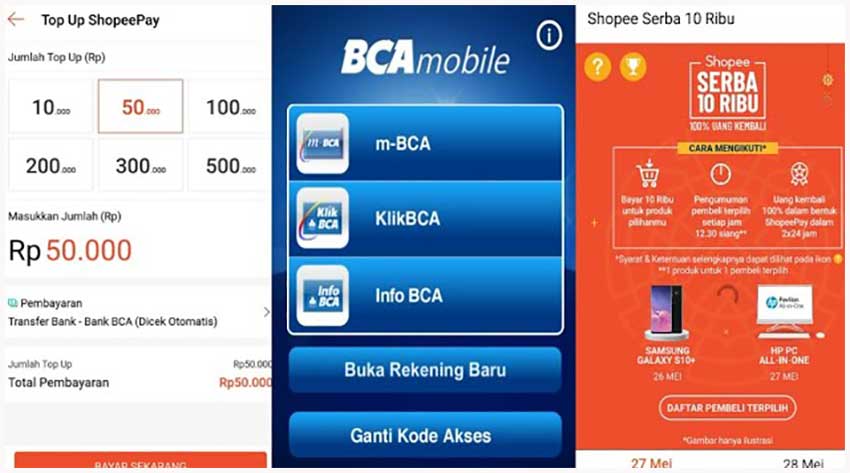 Cara top up Shopeepay lewat M-Banking BCA