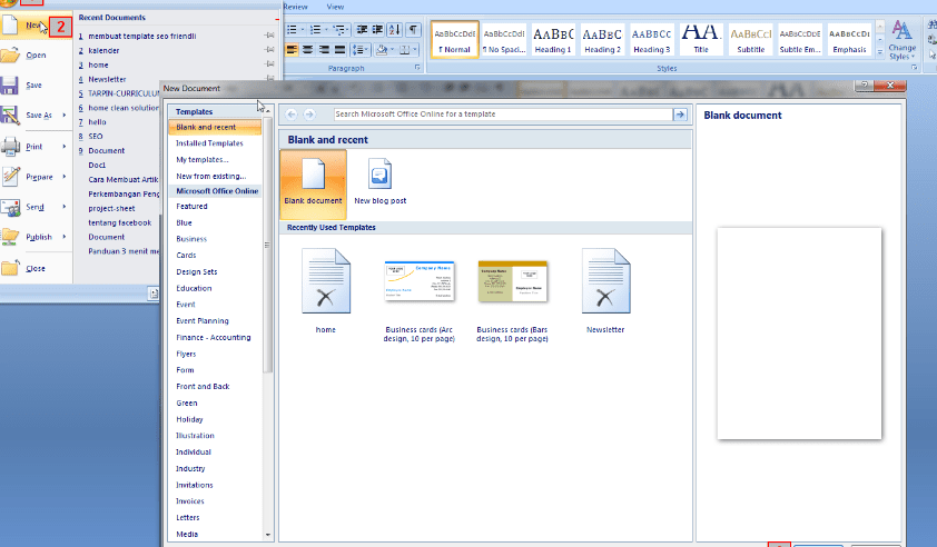 cara menambah page di word