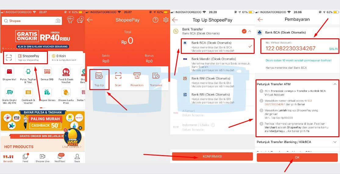 Cara top up shopeepay lewat ATM BCA