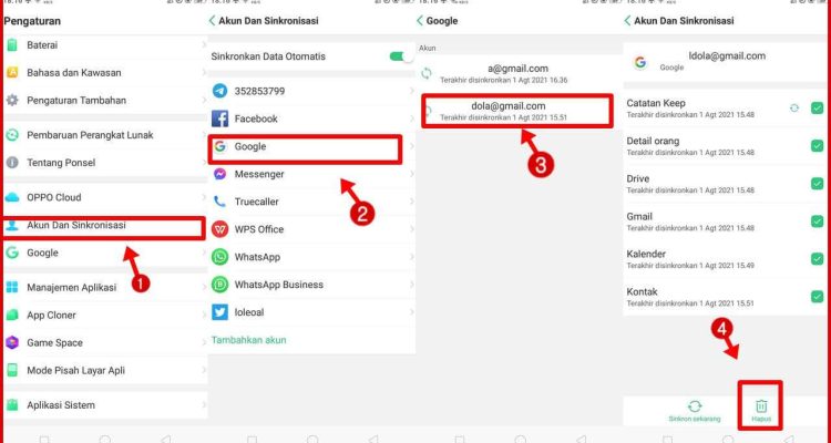 Cara menghapus akun google di hp oppo